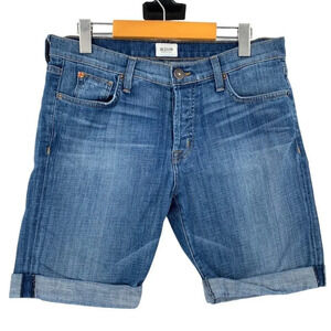 Hudson St  Tropez Slouchy Skinny Short Womens 27 Blue Bermuda Cotton Blend